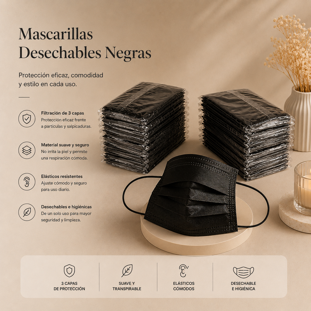 Black Disposable Face Mask Pack